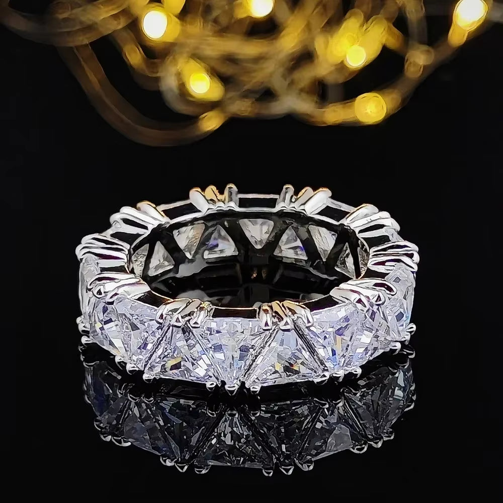 Luxury Wedding Band Promise Rings for Women Unique Triangle Cubic Zirconia Design Top Quality New Trendy Jewelry Dropship R6505