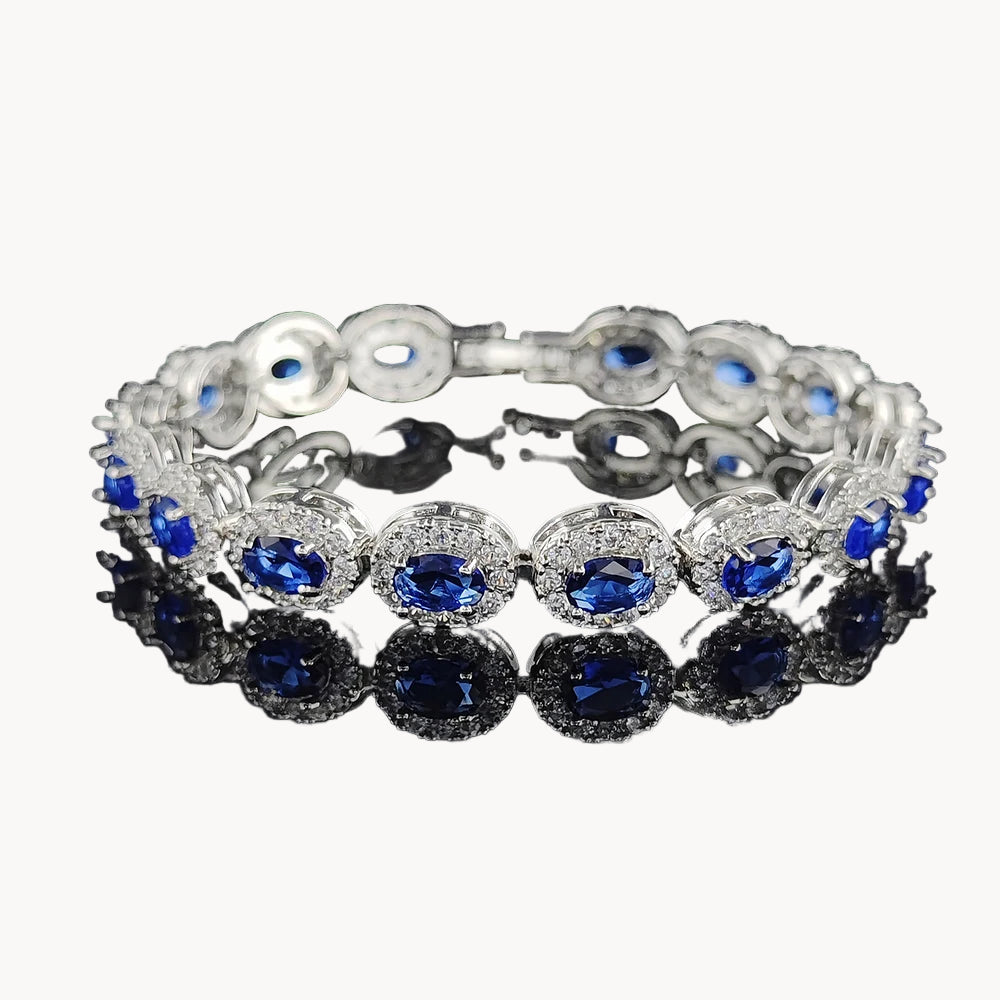 Luxury Blue Red Green Black Color Bracelet Bangle for Women Anniversary Gift Jewelry Wholesale S6923