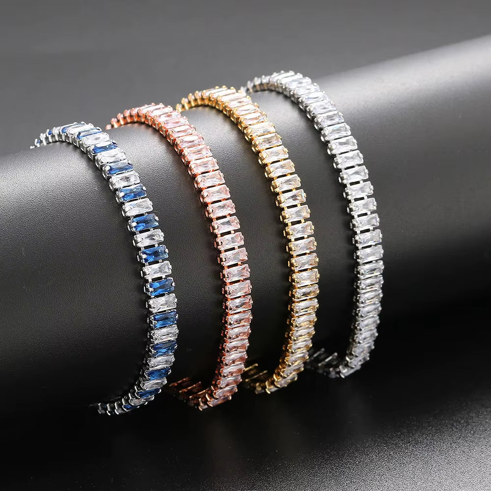 Iced Out Zircon Tennis Bracelet for Women Luxury Crystal Bracelets Men'S Hand Chain Hippie Trendy Accessories Jewelry Gifts H167